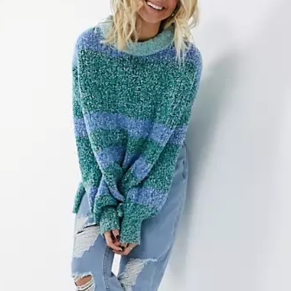 Free People BRB Tunic Sweater Oversized Colorblock - Picture 13 of 13